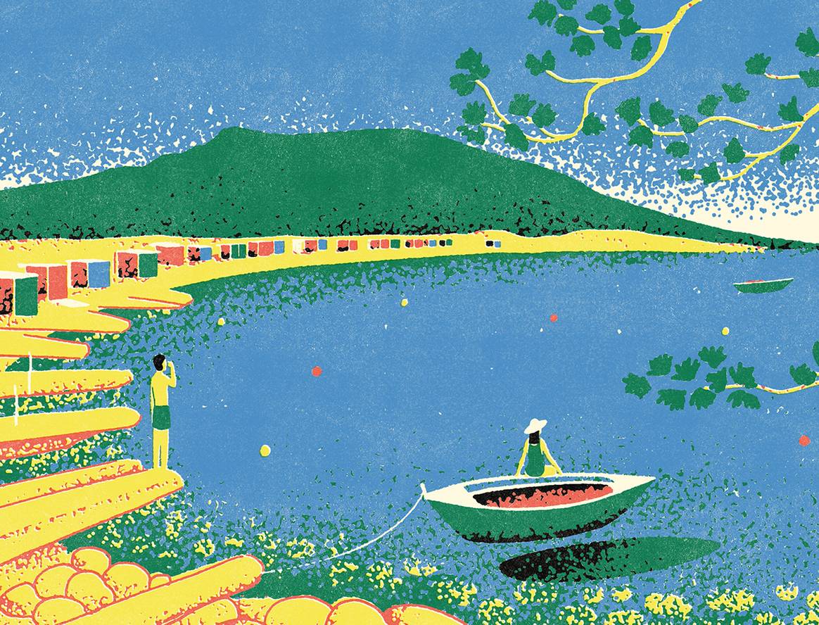 Ilustración de la guía de Ibiza de la colección “City Guide Resorts” de Louis Vuitton de Verano 2025.