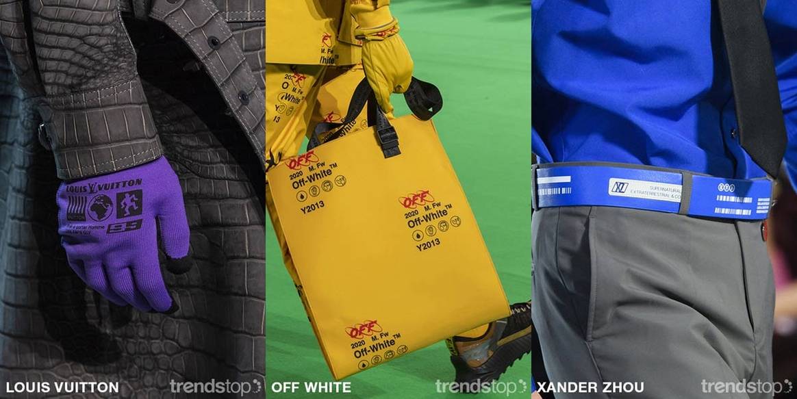 Beelden via Trendstop, van links naar rechts: Louis Vuitton,
Off-White, Xander Zhou, allen Herfst Winter 2019-20.