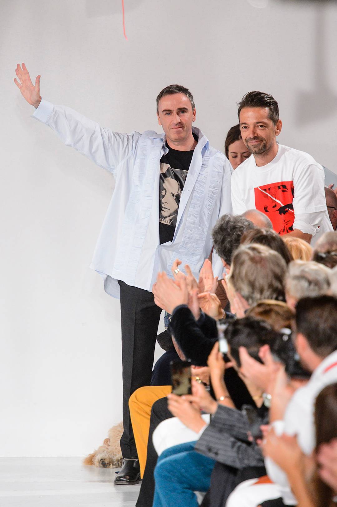 Raf Simons (l) and Peter Mulier at SS18 Calvin Klein presentation.