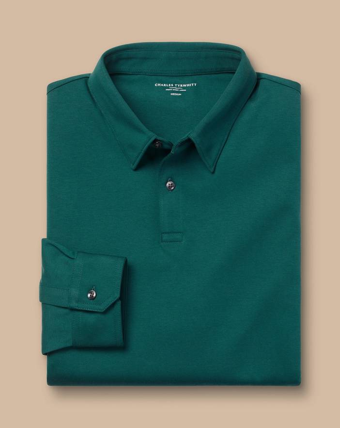 Men's Charles Tyrwhitt Long Sleeve Smart Jersey Polo Shirt | Charles Tyrwhitt