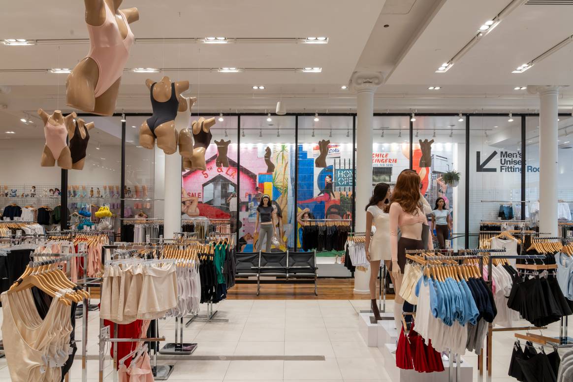 Interior of Los Angeles Apparel debut NYC flagship store