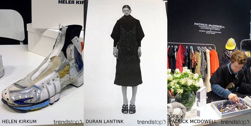 Immagine per gentile concessione di Trendstop, da sinistra a destra: Preen
by Helen Kirkum, Duran Lantink, Gfx x Patrick McDowell, tutto autunno
inverno 2020-21.