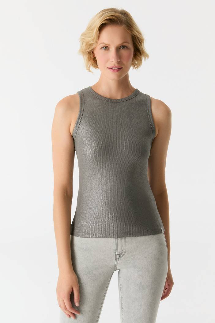 Liv Crew Neck Tank Top Dark Silver | Cup of Joe (COJ) denim