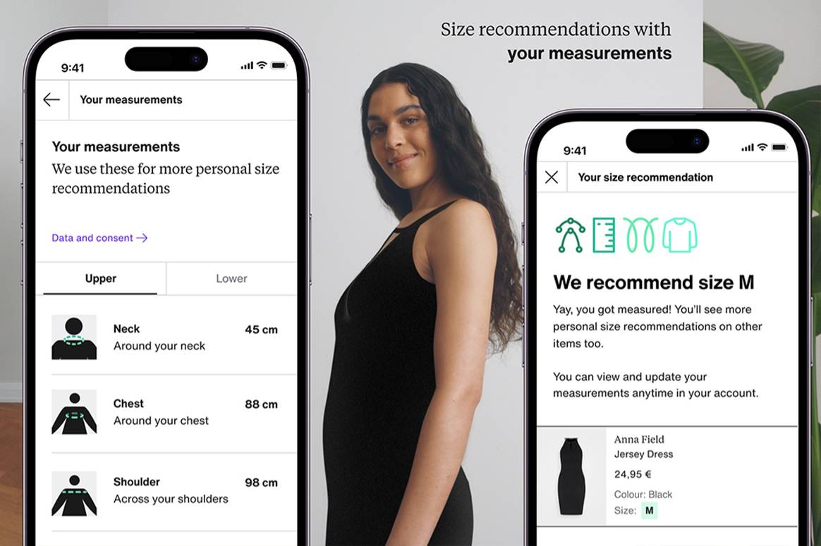 Créditos: Imágenes ilustrativas de la nueva herramienta de medición corporal personalizada de Zalando. Fotografía de cortesía.