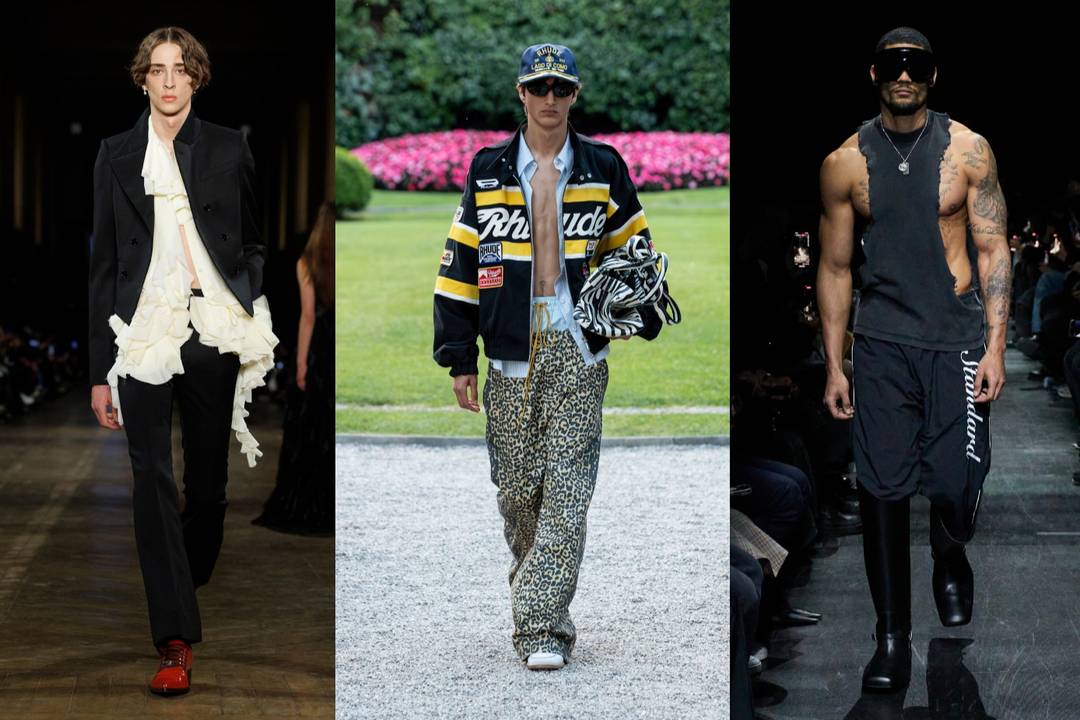 L-R: McQueen AW25, Rhude SS25, Balenciaga AW25.