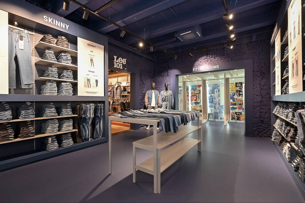 De gezamenlijke Lee en Wrangler winkel in Amsterdam. Beeld via Lee + Wrangler.