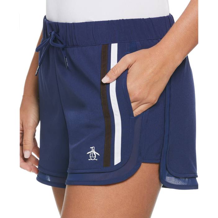 Women's Mesh Hem Contrast Stripe Tennis Shorts Top | Original Penguin