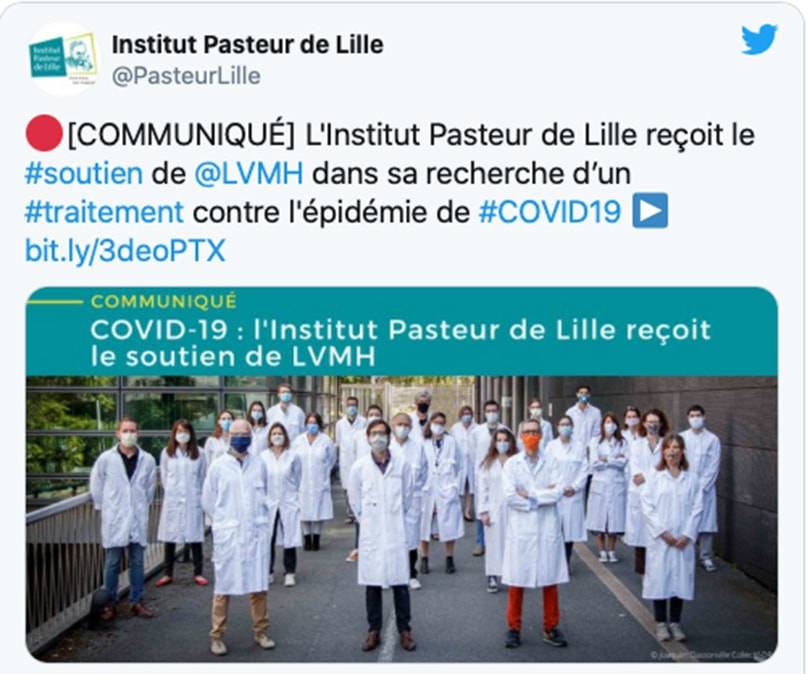 LVMH fait un don de 5 millions d'euros à L’Institut Pasteur de Lille pour soutenir la recherche d’un traitement contre le Covid-19