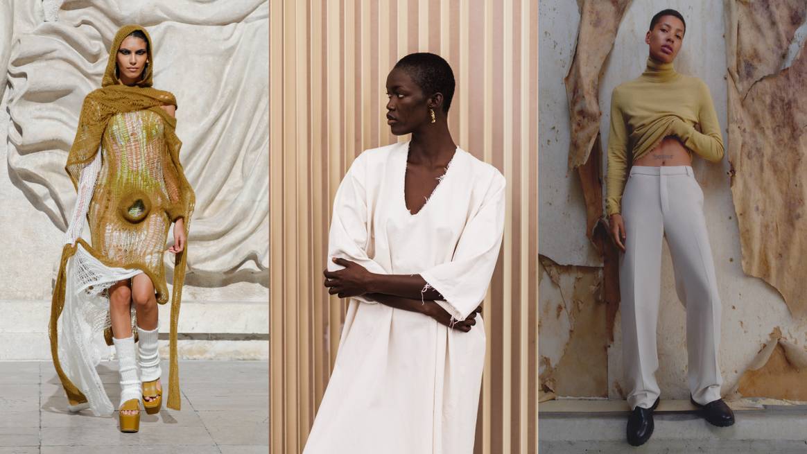(Imágenes (de la izquierda a la derecha): Rick Owens SS22, Humanoid AFW, Filippa K AW21