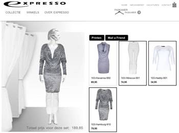 Modemerk Expresso opent stijlvolle website inclusief on-line virtuele paskamer