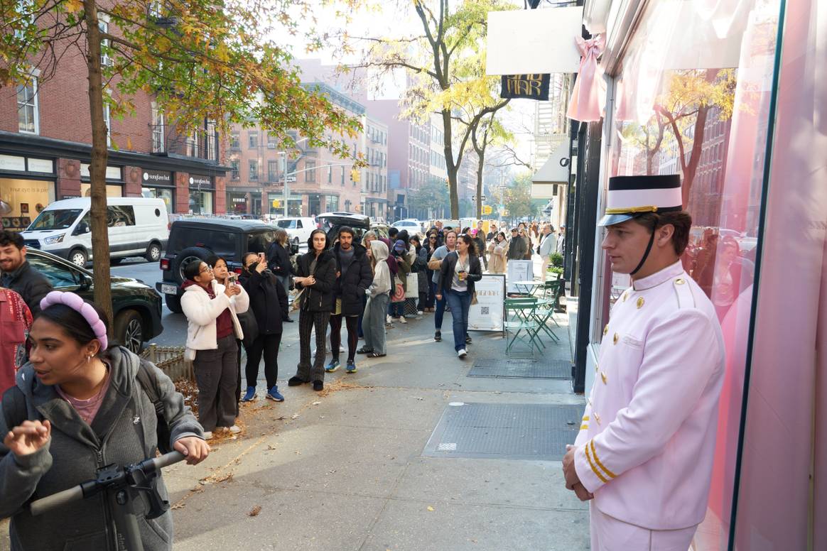 Line outside Nana Jacqueline debut NYC pop-up opening