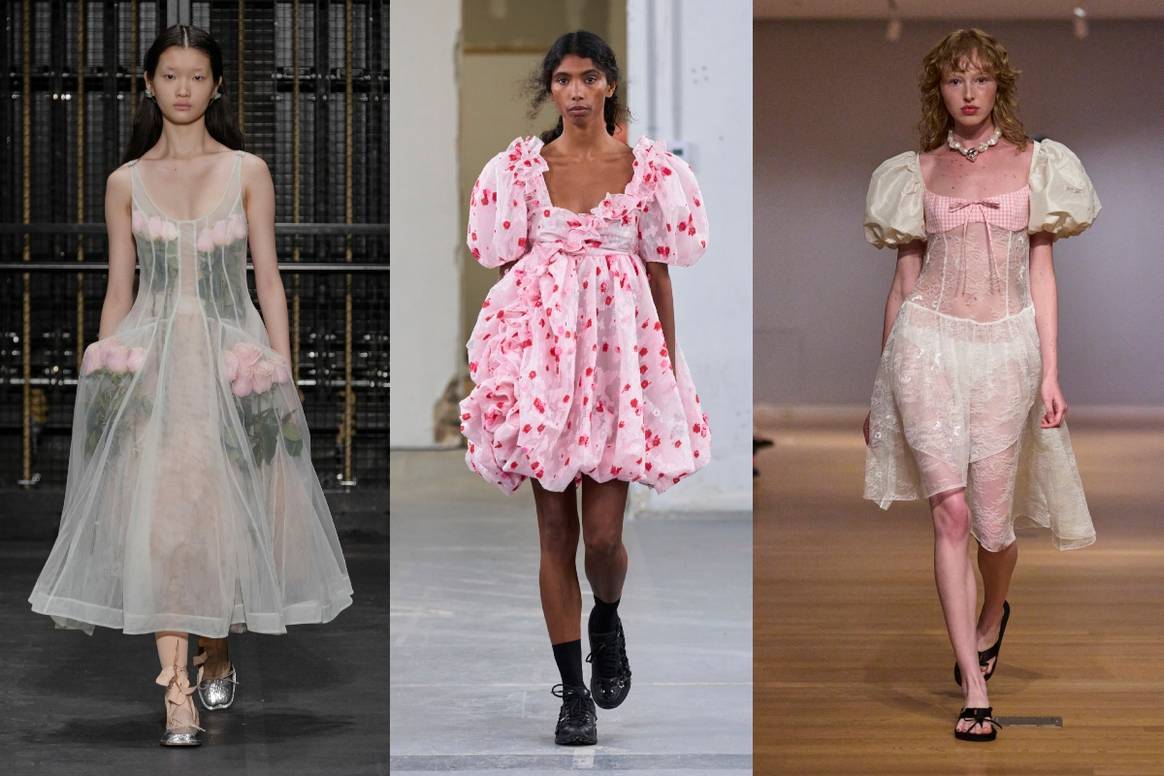 (van links naar rechts) Simone Rocha SS24, Cecilie Bahnsen
SS24, Sandy Liang SS24 Credits:
©Launchmetrics/spotlight