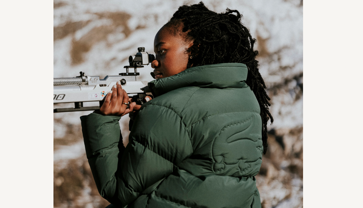 Olympic shooter Ruth Mwandumba. Image: Lacoste