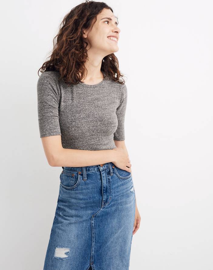 Crewneck Short-Sleeve Thong Bodysuit | Madewell