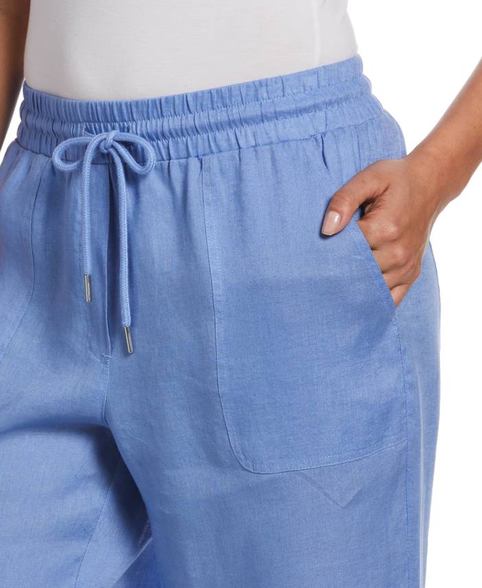 Women's Wide Leg Drawstring Linen Pants | Rafaella