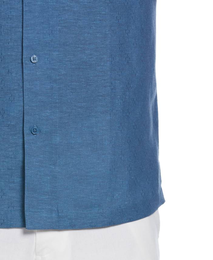 Men's Linen Blend Dobby Camp Collar Short Sleeve Shirt | Cubavera