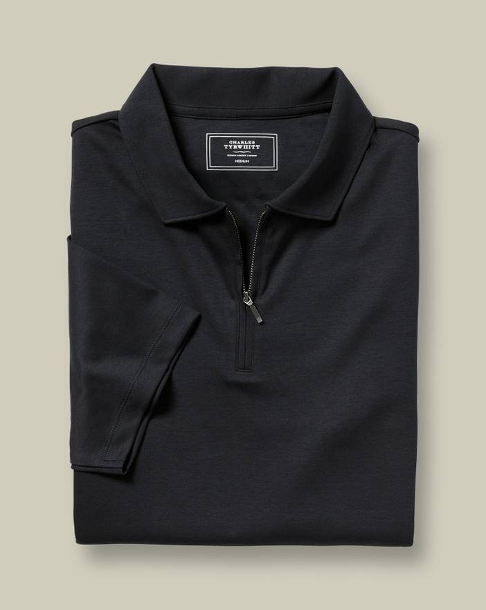 Men's Charles Tyrwhitt Zip-Neck Jersey Polo Shirt | Charles Tyrwhitt