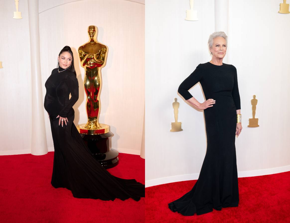 Vanessa Hudgens in Vera Wang and Jamie Lee Curtis in Dolce & Gabbana.